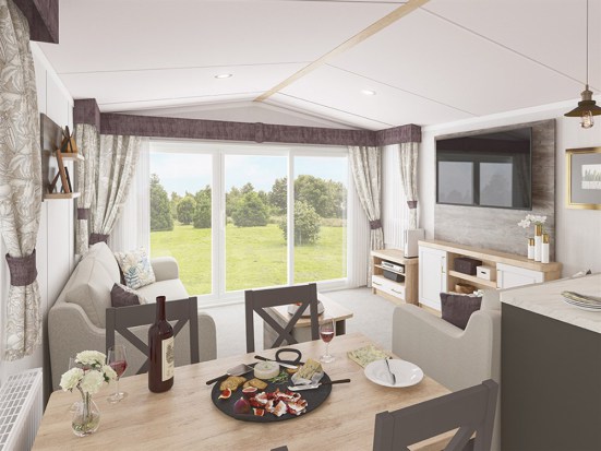 Brochure picture of a New 2023 Swift Bordeaux  33 x 12  2 bedroom model.