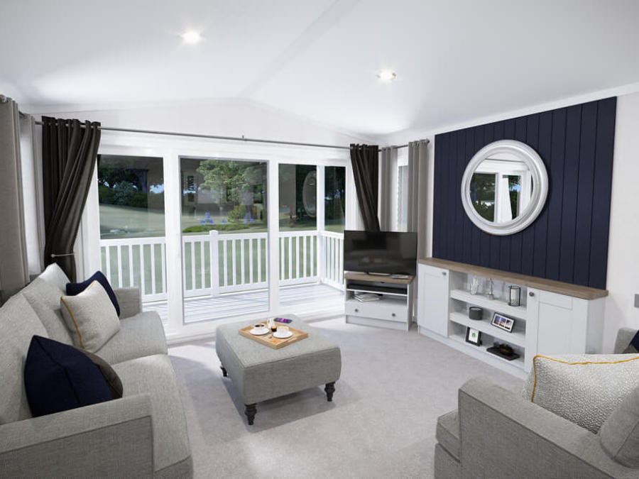 Picture of the lounge in a 2024 40 x 13 2 bedroom Willerby Sheraton sited on the Orchard Holiday Park, Wells next the Sea, North Norfolk.