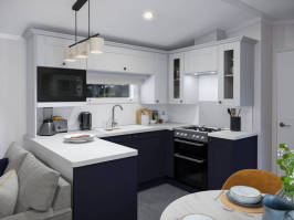 Picture of the dining area in a 2024 40 x 13 2 bedroom Willerby Sheraton sited on the Orchard Holiday Park, Wells next the Sea, North Norfolk.