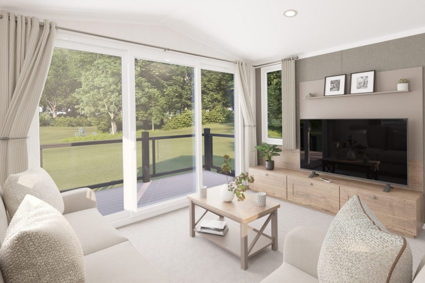 Picture of the lounge in a 2026  Swift Morlaix 40 x 14 2 bedroom Static Holiday Caravan.