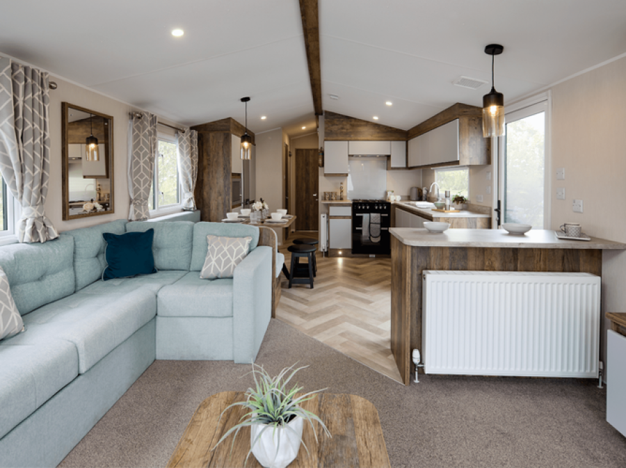 Picture of the lounge in a Willerby Brookwood 38 x 12 2 bedroom Static Holiday Caravan sited on Orchard Holiday Park, Wells next the Sea, North Norfolk.