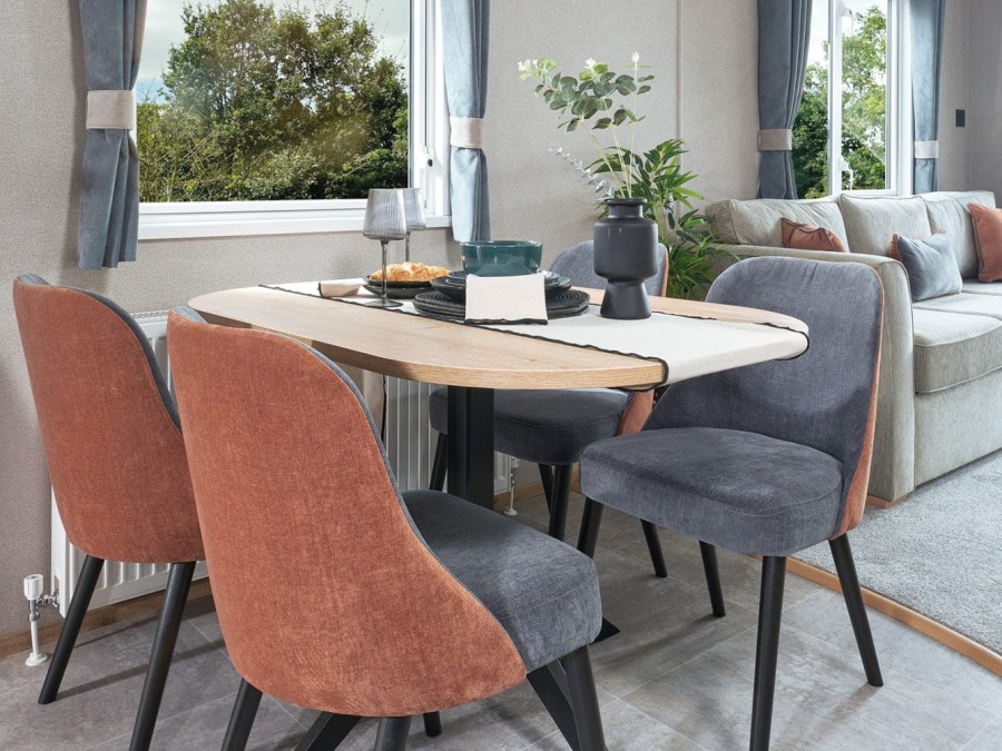 Picture of the dining area in a ABI St. David 38 x 12 2 bedroom Static Hoilday Caravan sited on Friary Farm Caravan Park, Blakeney, North Norfolk.