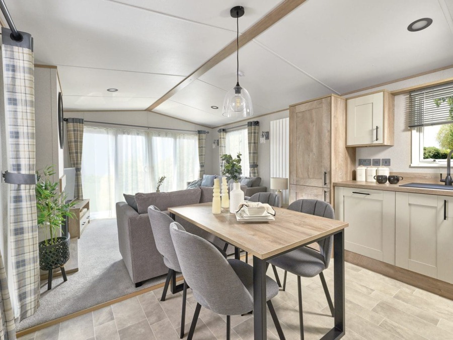 Picture of the Dining area in a ABI Beverley 39 x 12 2 bedroom Static Holiday Caravan sited at Friary Farm Caravan Park, Blakeney, North Norfolk.