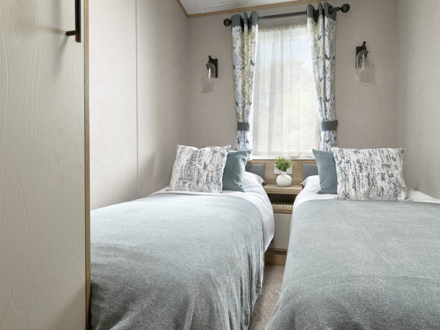 Picture of the twin bedroom in a ABI Beverley 39 x 12 2 bedroom Static Holiday Caravan sited at Friary Farm Caravan Park, Blakeney, North Norfolk.