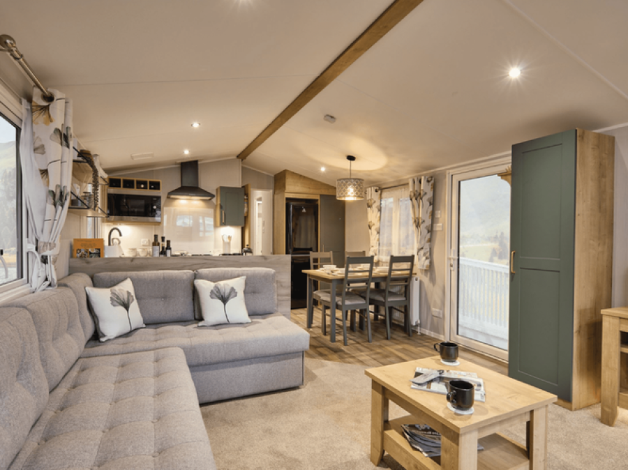 Picture of the lounge in a Willerby Sierra 38 x 12  2 bedroom Static Holiday Caravan sited at Friary Farm Caravan Park, Blakeney, North Norfolk.